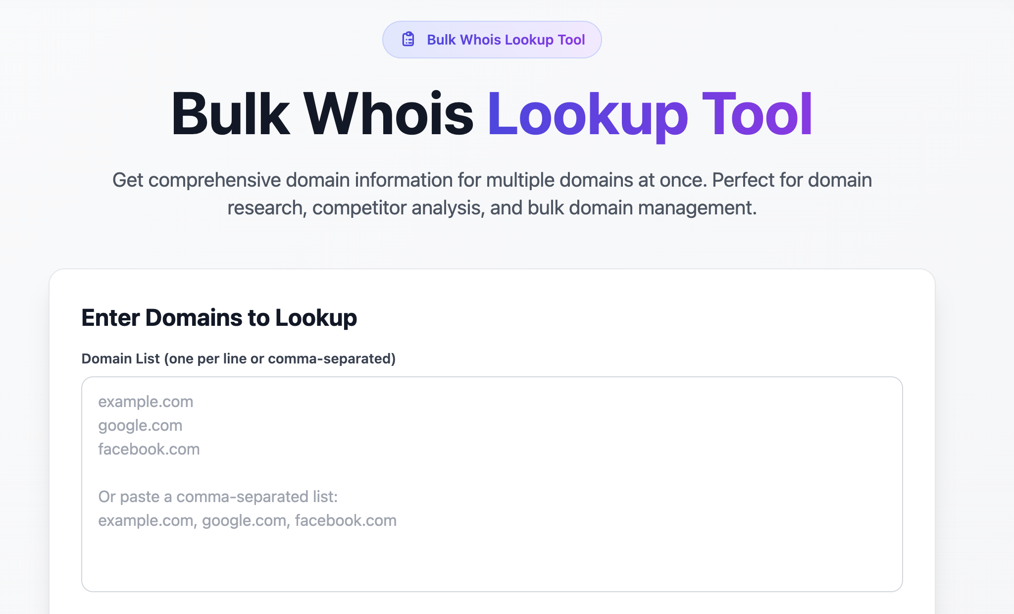 Bulk Whois Tool Preview